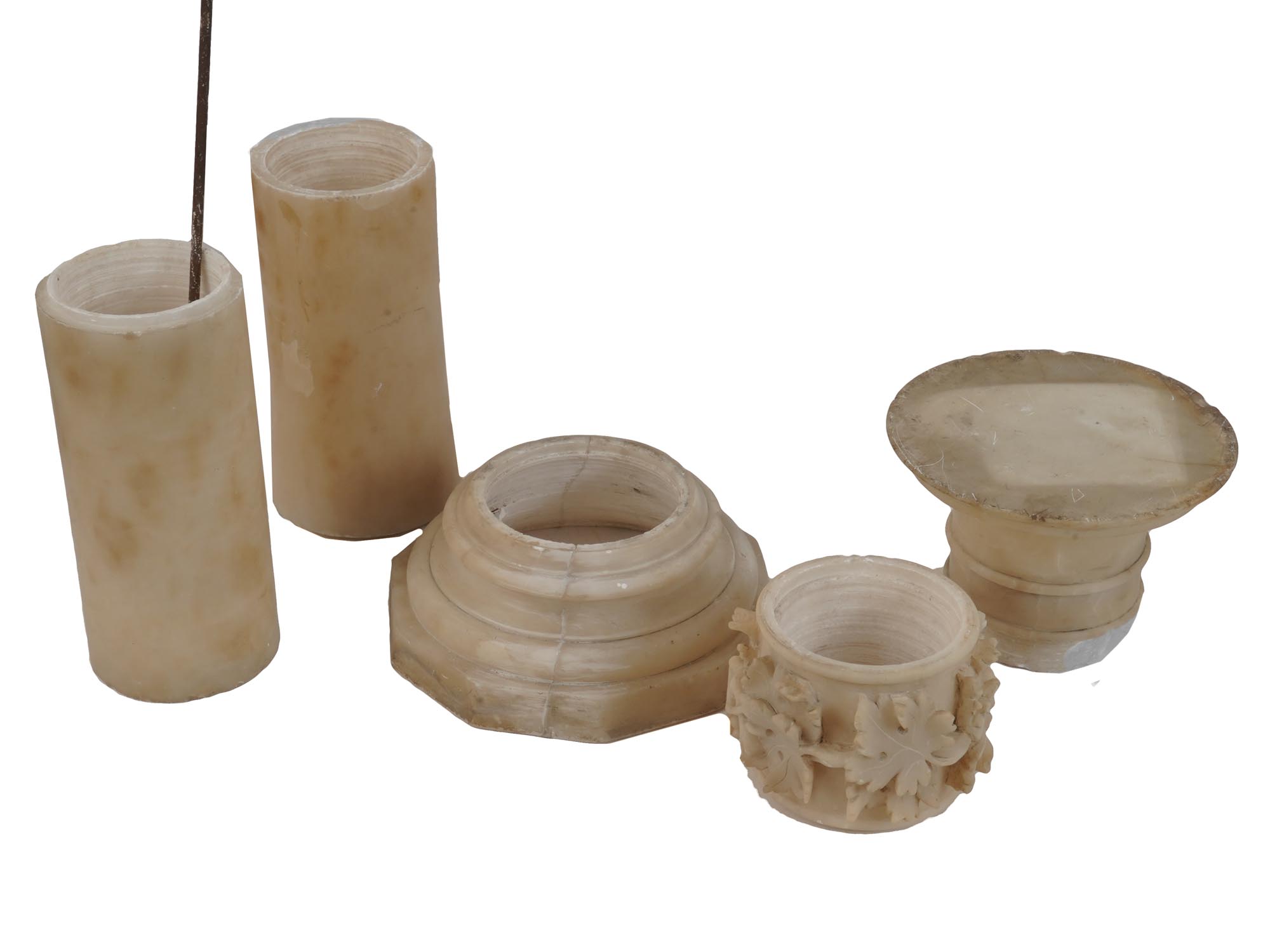 ANTIQUE ITALIAN ALABASTER PEDESTAL COLUMN PIC-1